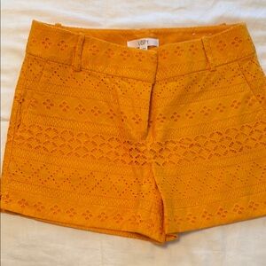 LOFT Women's Yellow Eyelet Shorts